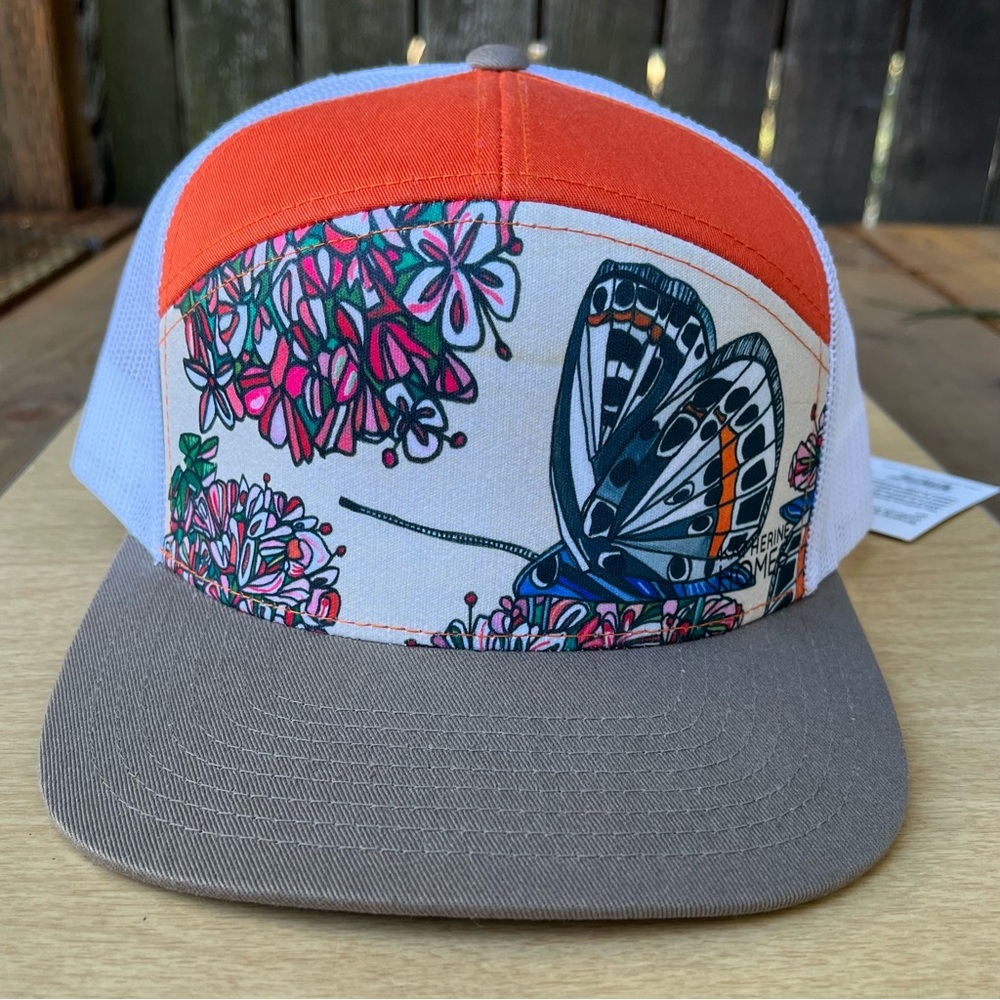 Katherine Homes El Segundo Blue Butterfly Snap Back Trucker Hat Cap NWT